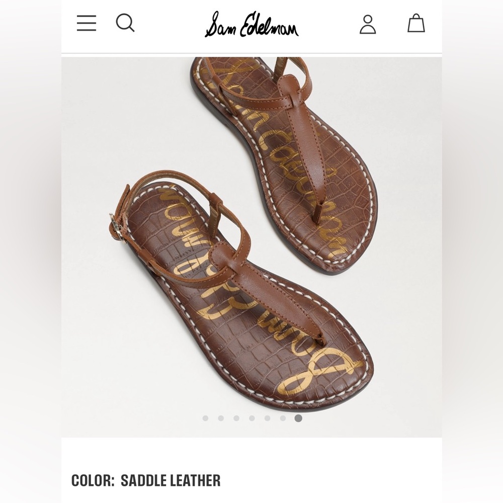Sam Edelman Gigi Thong T- Strap Sandal - Saddle Brown tan color - Size 7.5